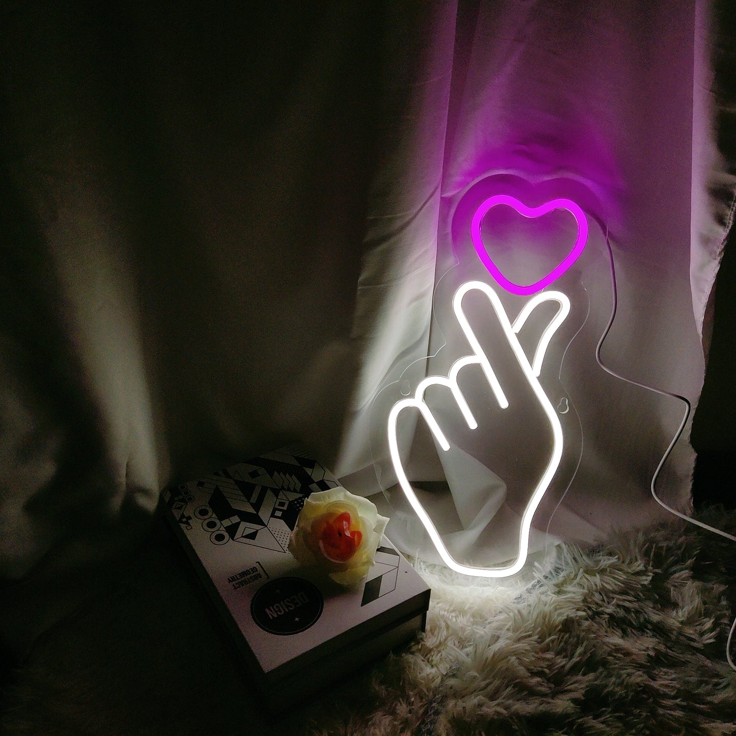 Hand With Love Heart LED Neon Sign