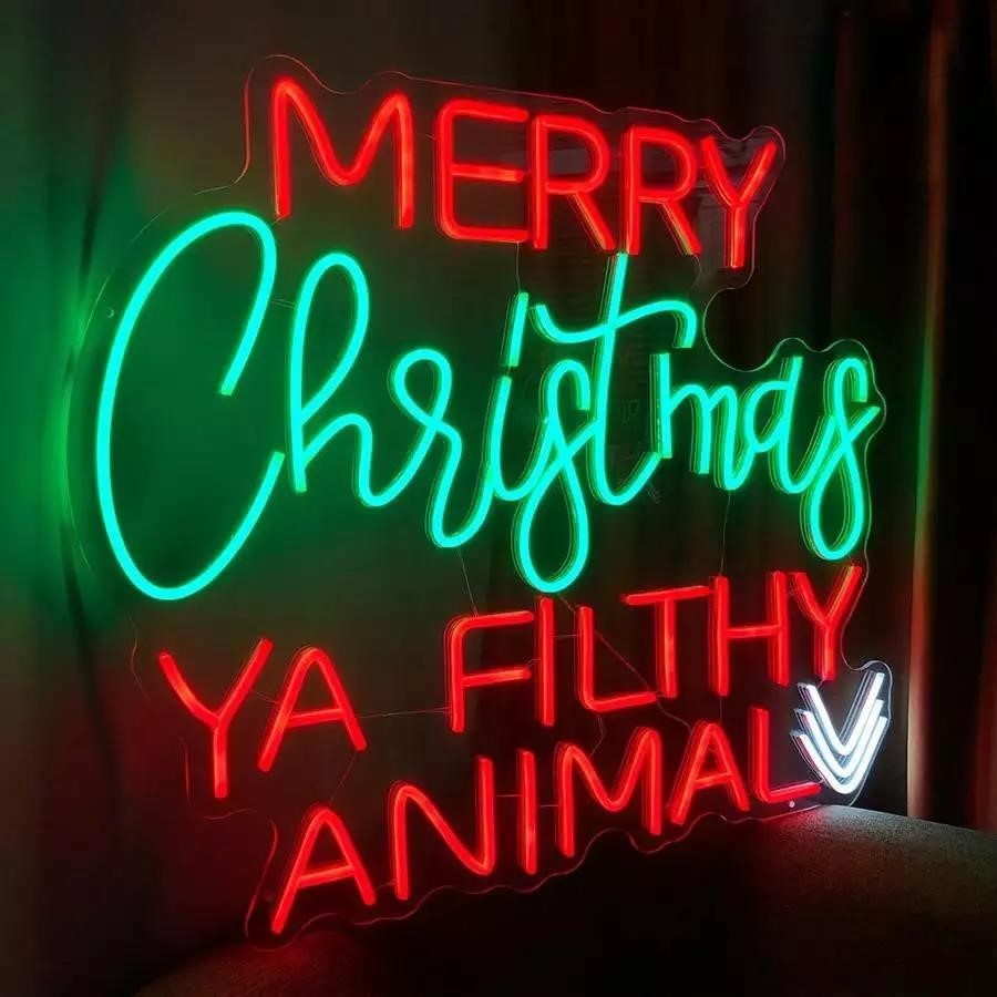 Merry Christmas Ya Filthy Animal LED Neon Sign