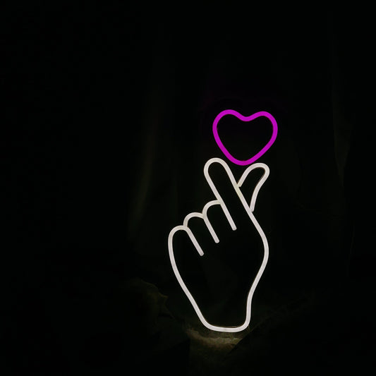 Hand With Love Heart LED Neon Sign