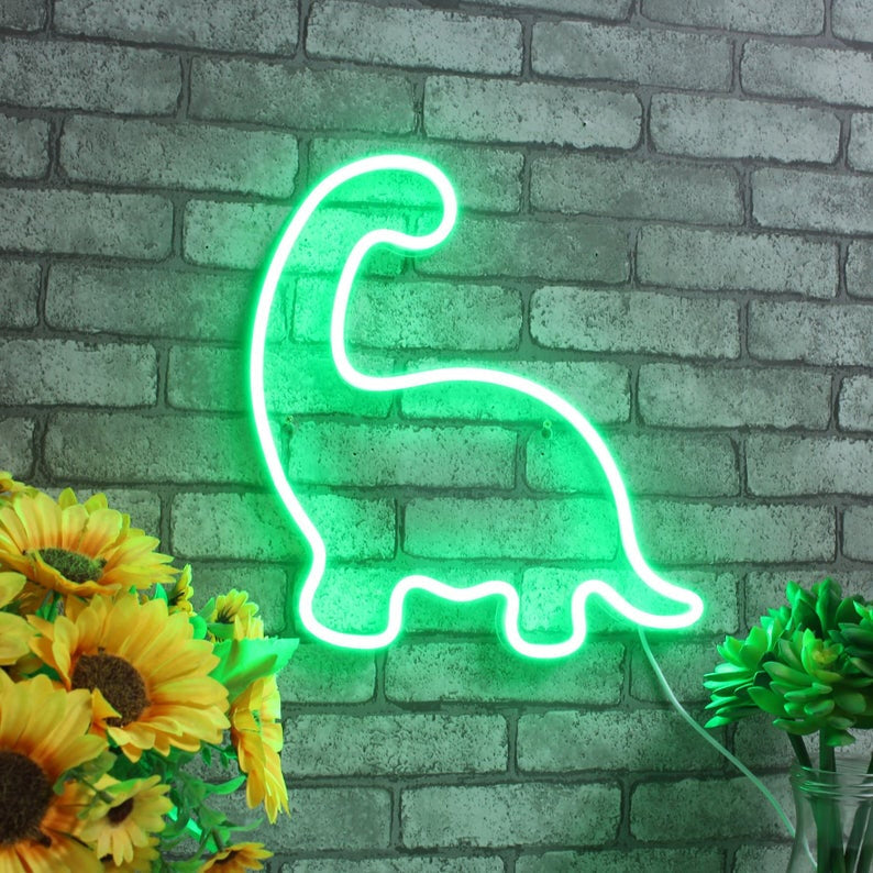 Neon shop dinosaur sign