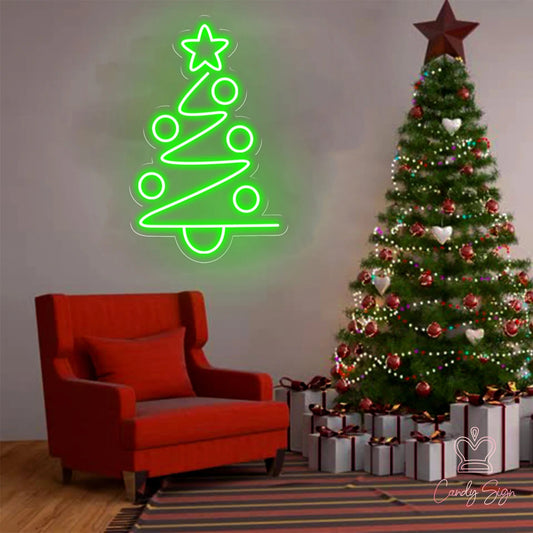 Christmas Tree With Baubles LED Neon Sign